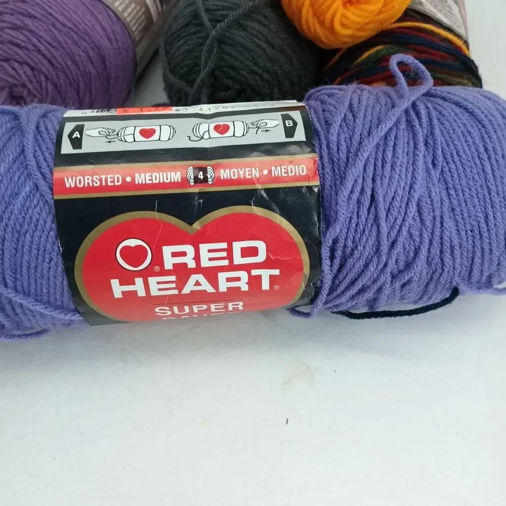 5X Red Heart Mixed Colors Acrylic Yarn